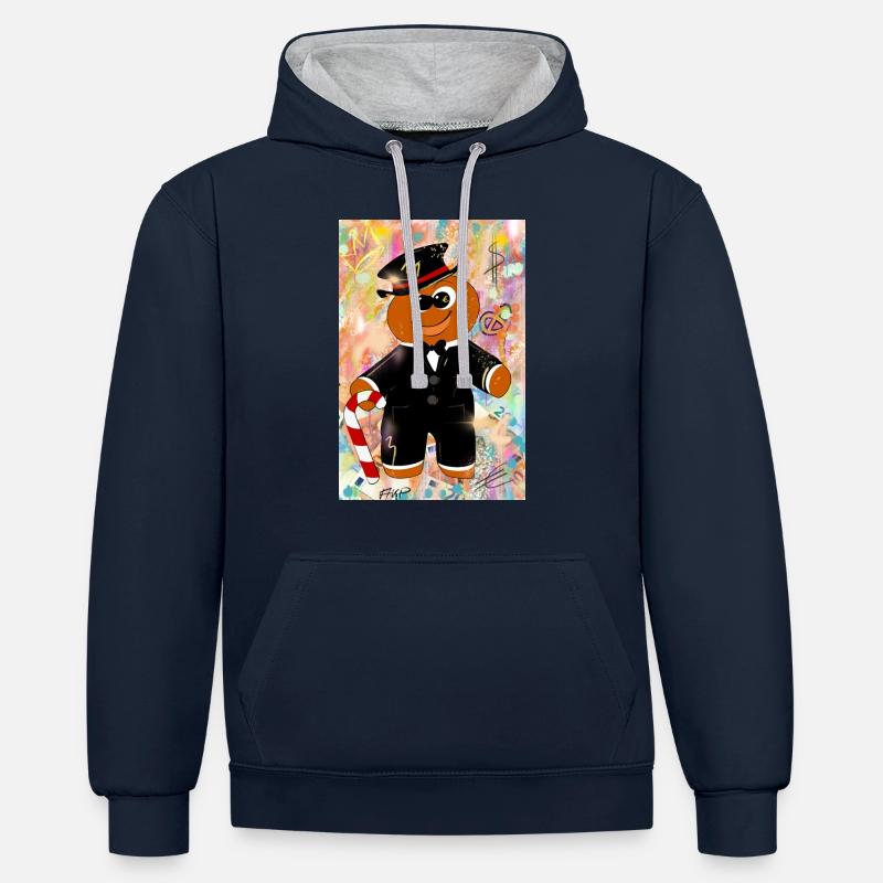 Mannele Mannala Pop - Sweat à capuche contrasté - bleu marine/gris chiné