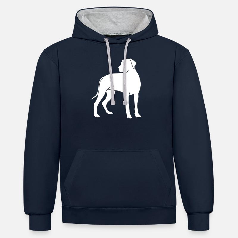 Rhodesian Ridgeback - Sweat à capuche contrasté - bleu marine/gris chiné