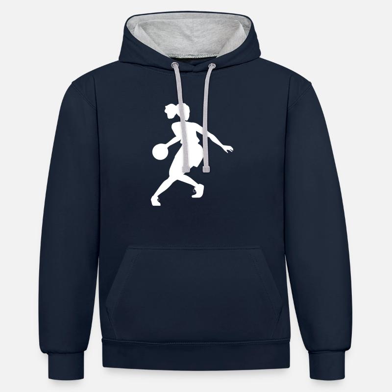 Basketteur - Sweat à capuche contrasté - bleu marine/gris chiné