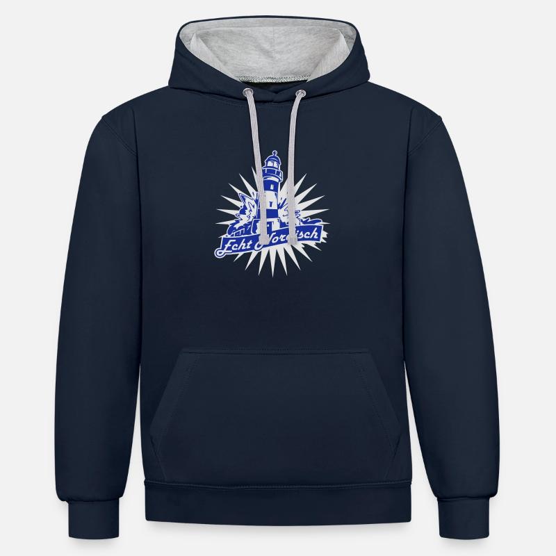 Phare - Sweat à capuche contrasté - bleu marine/gris chiné