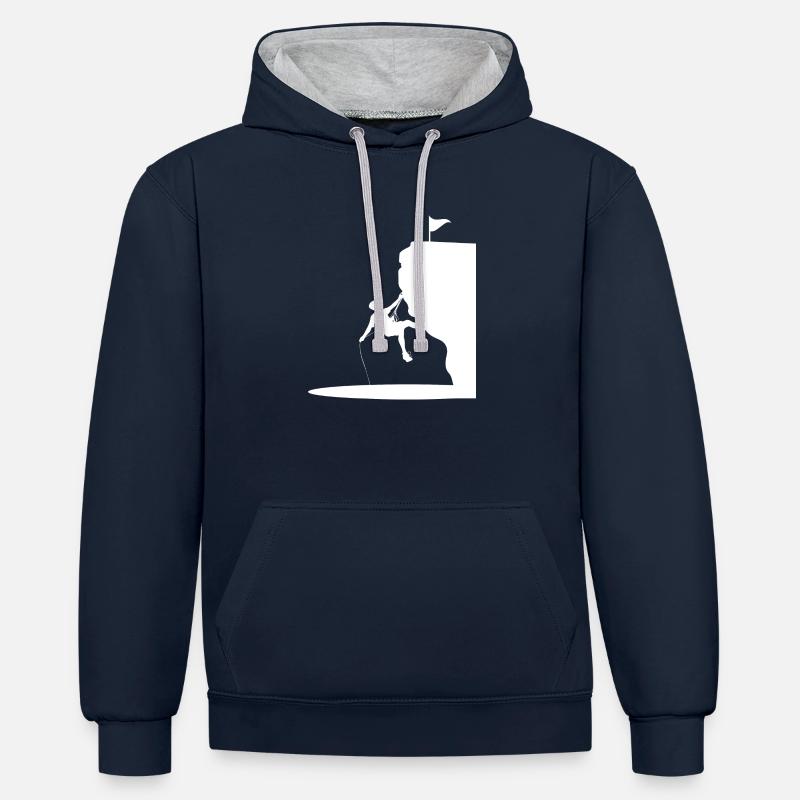 Escalade de bloc - Sweat à capuche contrasté - bleu marine/gris chiné