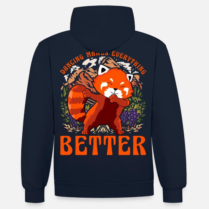 Dancing makes everything betterRoter Panda - Kontrast-Hoodie - Navy/Grau meliert