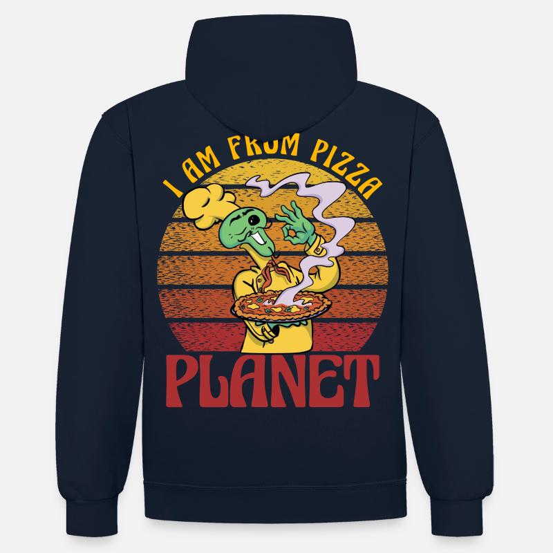 Je suis de Pizza Planet - Sweat à capuche contrasté - bleu marine/gris chiné