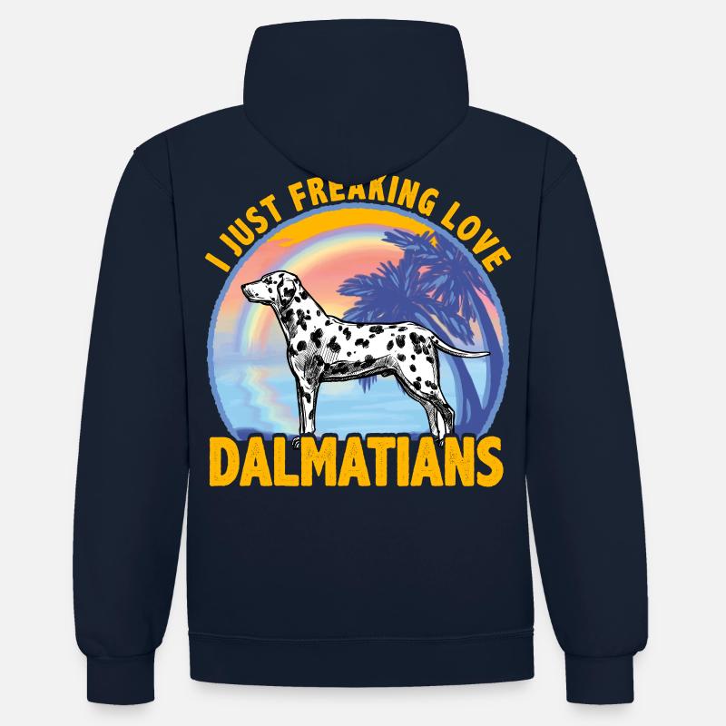 J’adore les Dalmatiens - Sweat à capuche contrasté - bleu marine/gris chiné