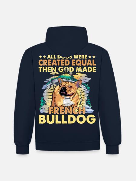 French Bulldog Funny Language - Contrast hoodie - navy/heather grey