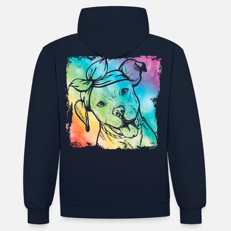 Pitbull Rétro - Sweat à capuche contrasté - bleu marine/gris chiné