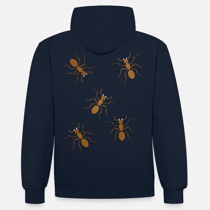fourmis insectes insecte fourmi - Sweat à capuche contrasté - bleu marine/gris chiné