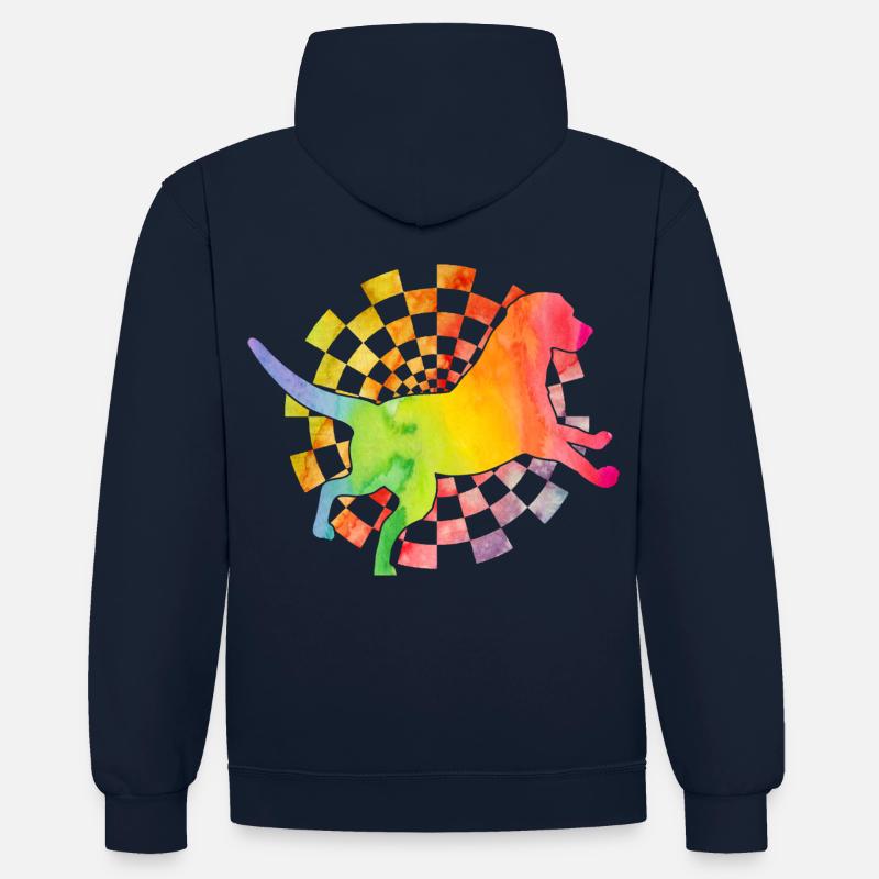 Labrador Rétro - Sweat à capuche contrasté - bleu marine/gris chiné