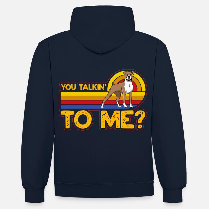 Vous me parlez? Boxeur - Sweat à capuche contrasté - bleu marine/gris chiné
