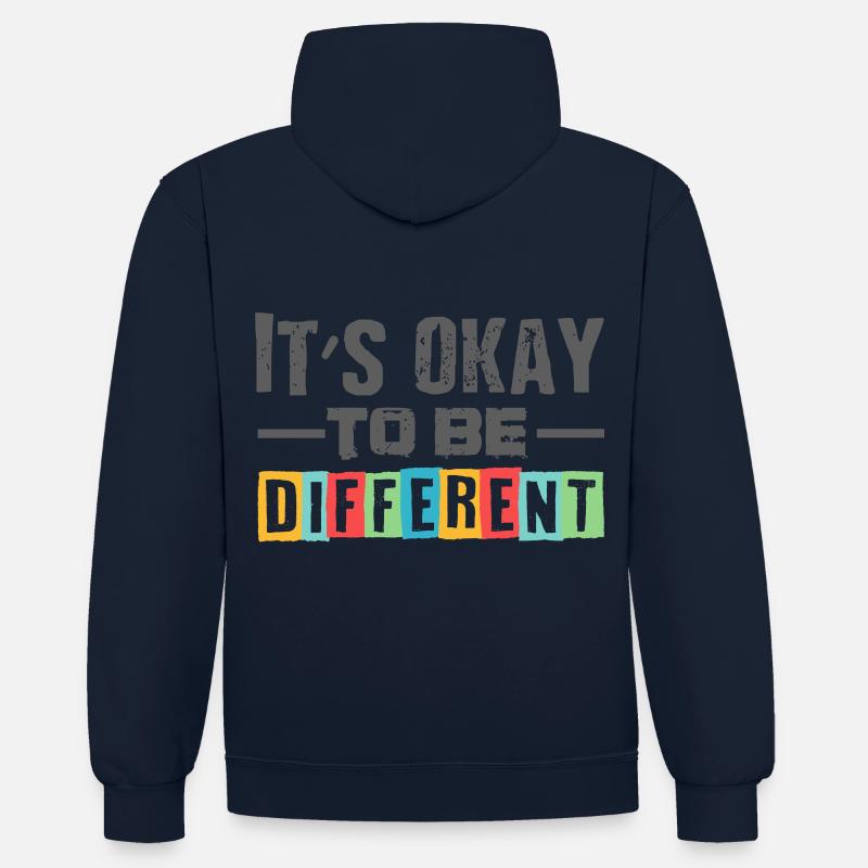 chemise différente de cadeau d'autisme - Sweat à capuche contrasté - bleu marine/gris chiné