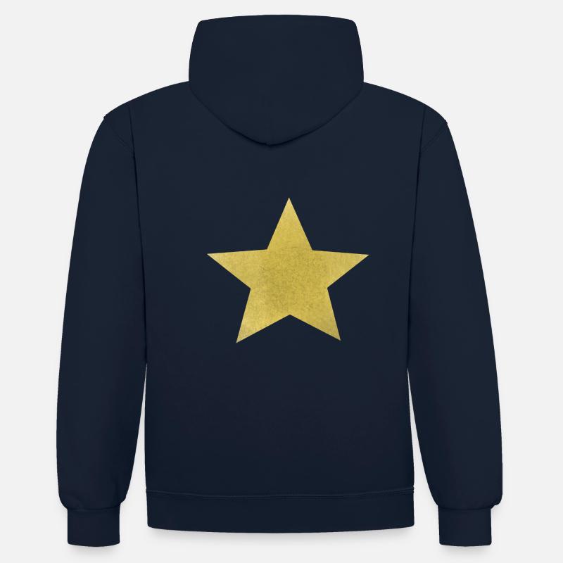 Étoile, Étoilé, Ciel, Nature, Céleste - Sweat à capuche contrasté - bleu marine/gris chiné
