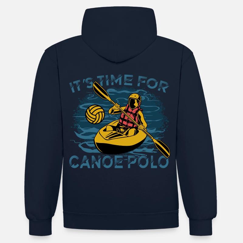 C’est l’heure du canoë-polo - Sweat à capuche contrasté - bleu marine/gris chiné