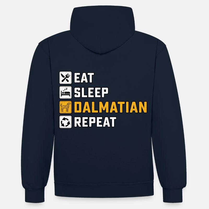 Manger sommeil dalmatien répéter - Sweat à capuche contrasté - bleu marine/gris chiné