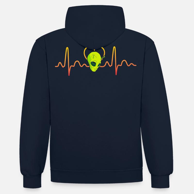 Battement de cœur extraterrestre - Sweat à capuche contrasté - bleu marine/gris chiné