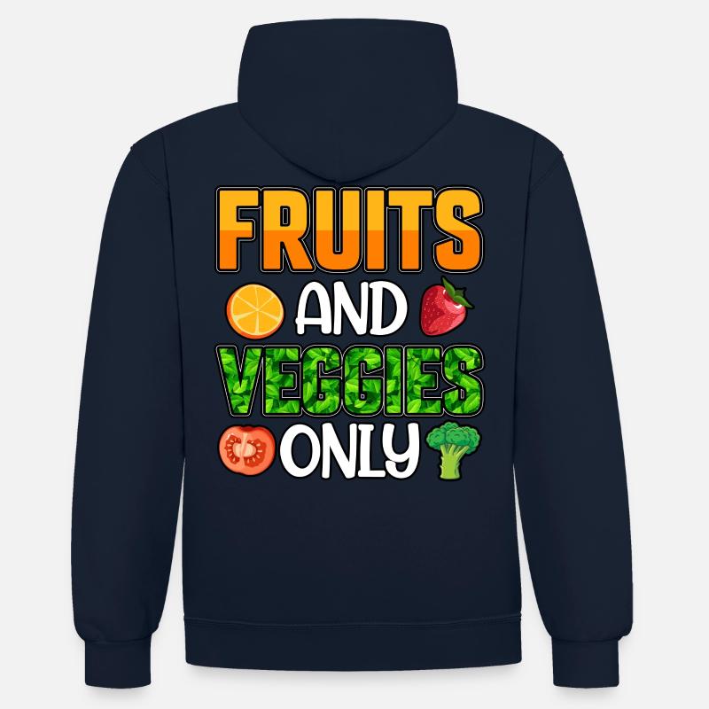 Fruits et légumes seulement - Sweat à capuche contrasté - bleu marine/gris chiné