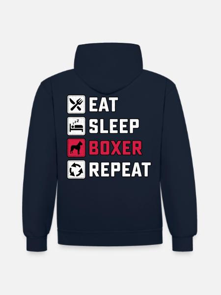 Manger Sommeil Boxer Répéter - Sweat à capuche contrasté - bleu marine/gris chiné