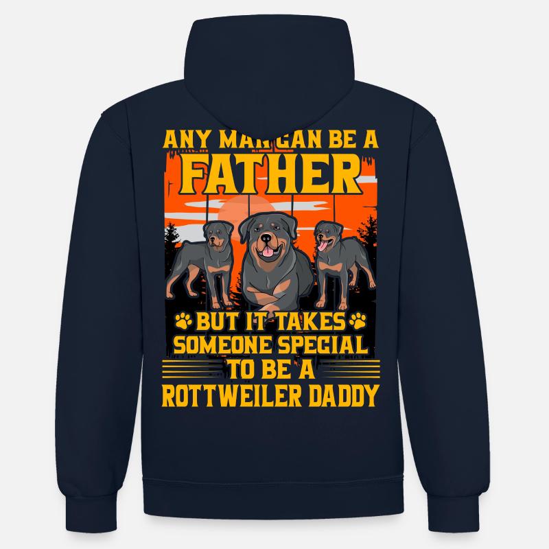 Rottweiler Papa - Sweat à capuche contrasté - bleu marine/gris chiné