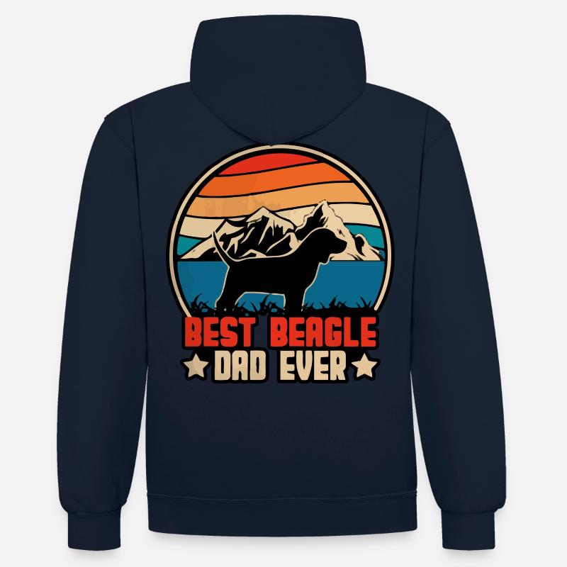 Best beagle dad ever - Kontrast-Hoodie - Navy/Grau meliert