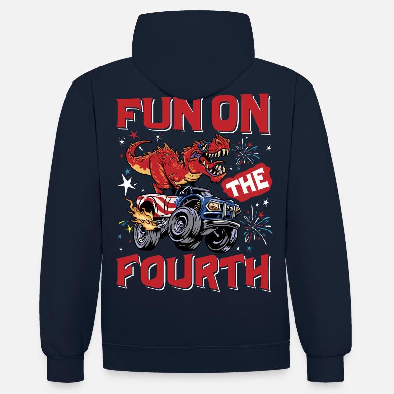 Amusement sur le quatrième - Sweat à capuche contrasté - bleu marine/gris chiné