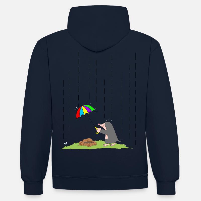 maulpuls - Sweat à capuche contrasté - bleu marine/gris chiné