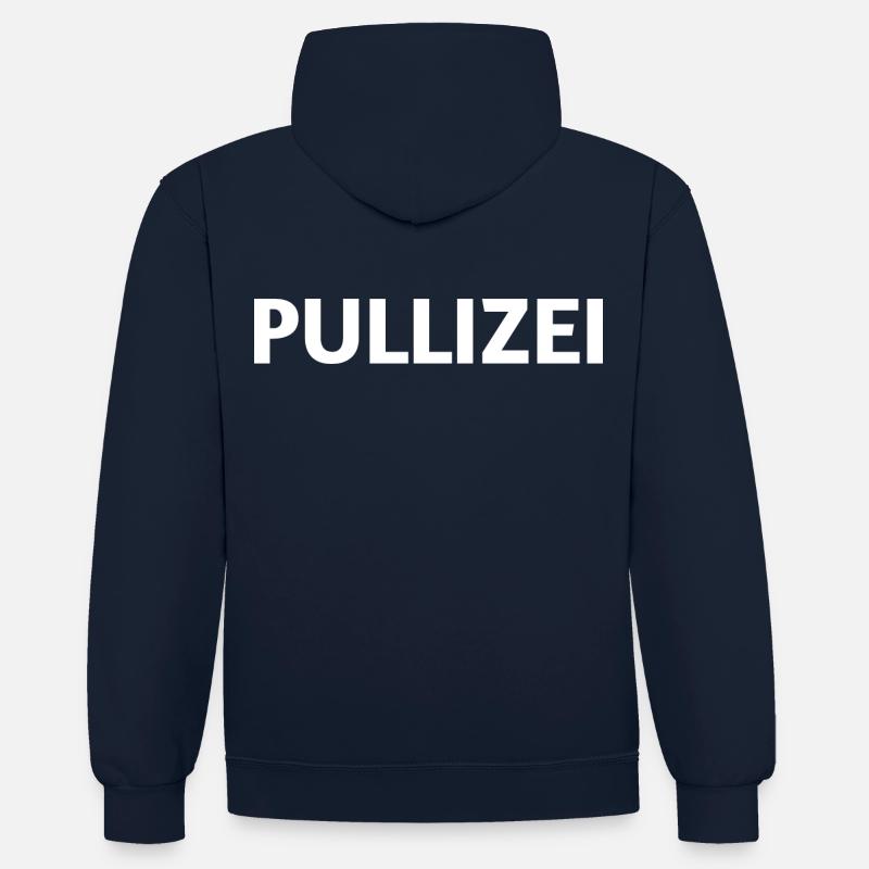 Pullizei Gag - Kontrast-Hoodie - Navy/Grau meliert
