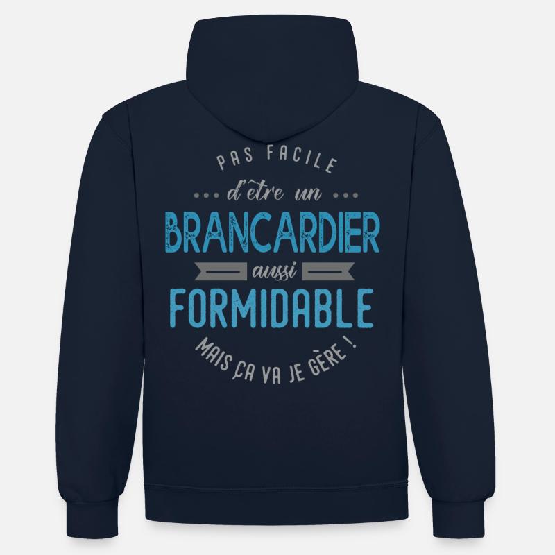 brancardier formidable - Sweat à capuche contrasté - bleu marine/gris chiné