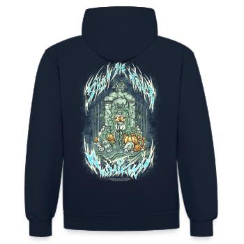 Halloween citrouille fille Horreur alternative Art - Sweat à capuche contrasté - bleu marine/gris chiné - Dos - Anna (173cm)