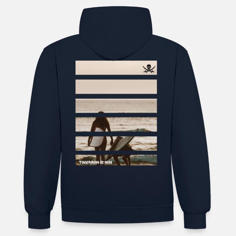 Demain, c’est maintenant - Sweat à capuche contrasté - bleu marine/gris chiné