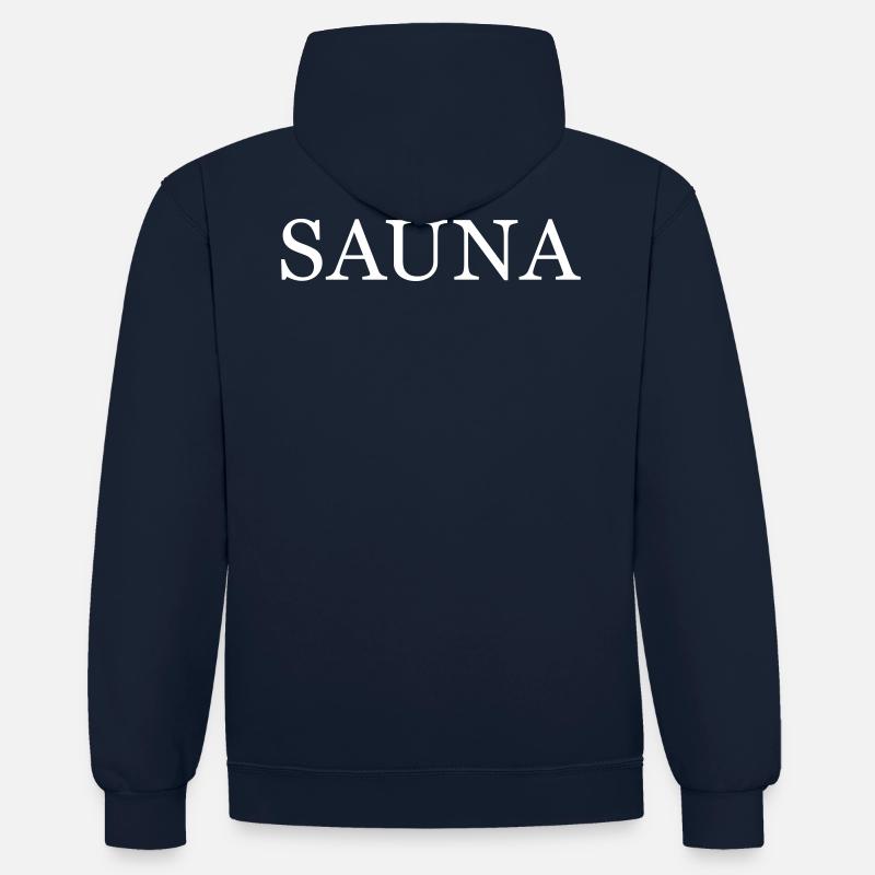 sauna - Sweat à capuche contrasté - bleu marine/gris chiné