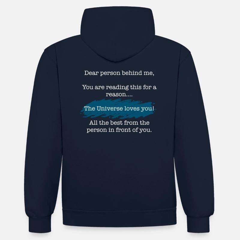L’univers vous aime - Sweat à capuche contrasté - bleu marine/gris chiné