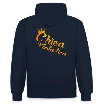 Chica Fantastica dos-santos-fashion - Kontrast-Hoodie - Navy/Grau meliert - Hinten - Anna (173cm)