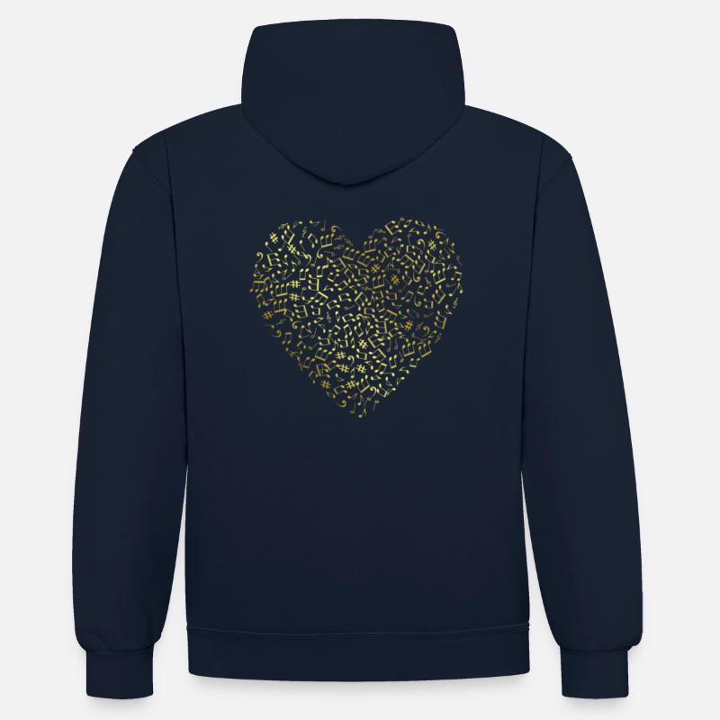 Coeur de notes d'or - Sweat à capuche contrasté - bleu marine/gris chiné