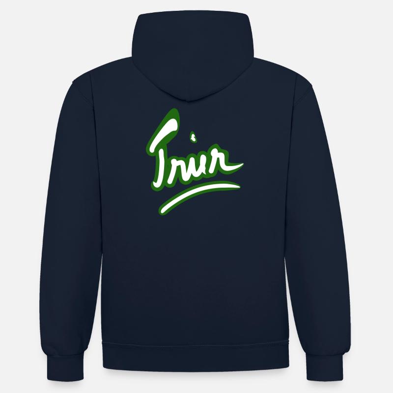 TRIER, ville, trever - Sweat à capuche contrasté - bleu marine/gris chiné