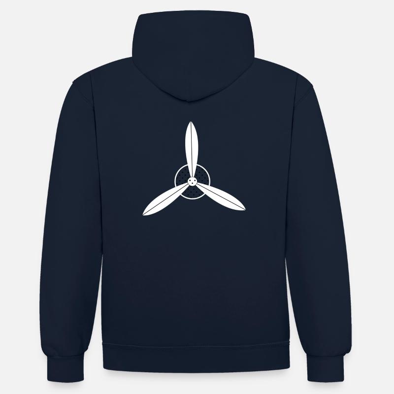 Vit flygplans propellern - Kontrastluvtröja - marinblå/gråmelerad