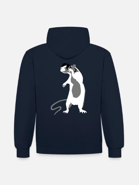 Rata con gafas de sol - Sudadera con capucha contraste - azul marino/gris jaspeado