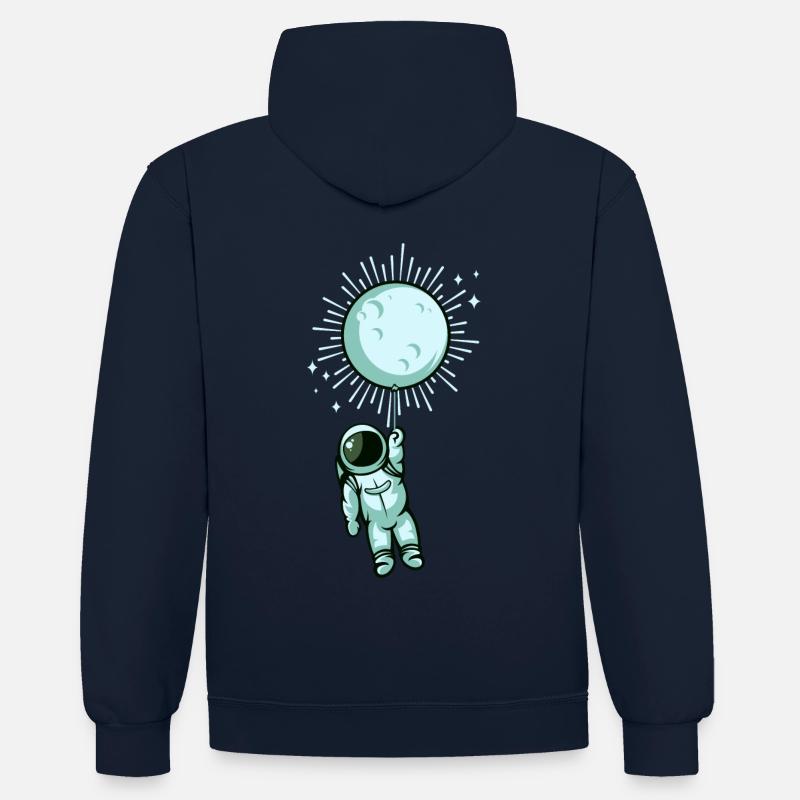 Astronaute Space Moon - Sweat à capuche contrasté - bleu marine/gris chiné