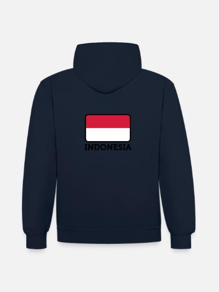 National flag of Indonesia - Contrast hoodie - navy/heather grey