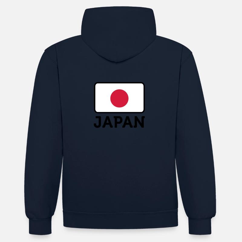 Drapeau national du Japon - Sweat à capuche contrasté - bleu marine/gris chiné