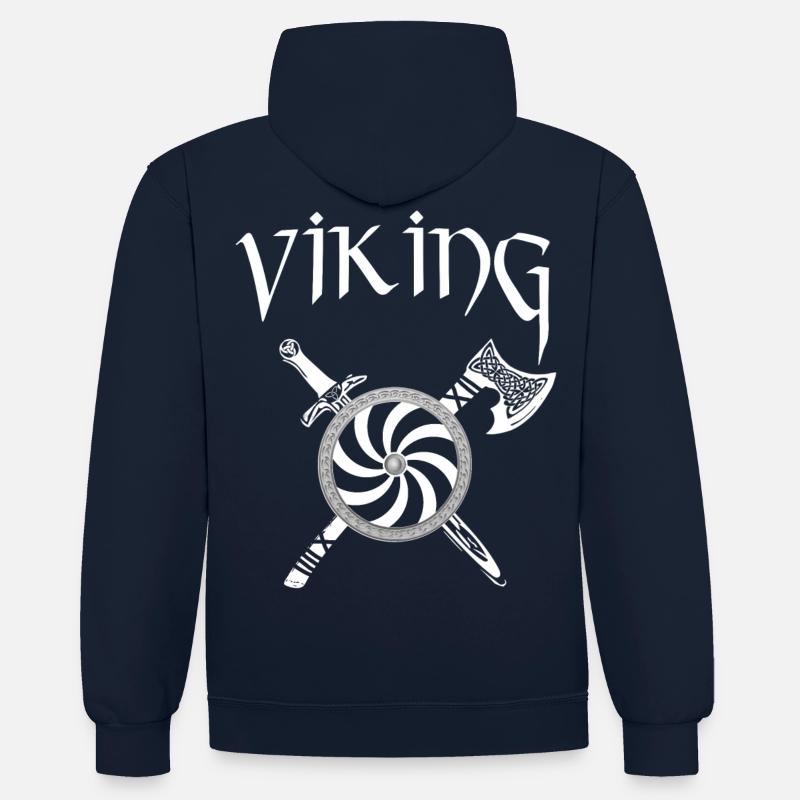 Vikings Viking - Sweat à capuche contrasté - bleu marine/gris chiné