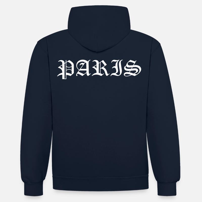 Paris - Sweat à capuche contrasté - bleu marine/gris chiné