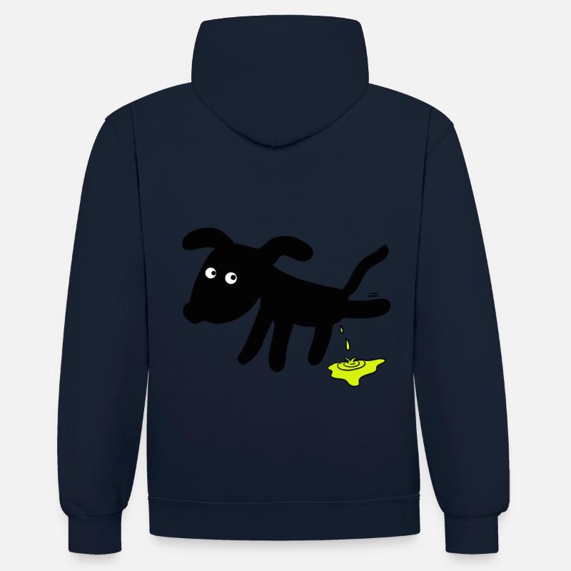 Chien chiens - Sweat à capuche contrasté - bleu marine/gris chiné