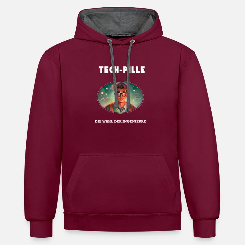 Tech Pill: Engineers' Choice - Contrast hoodie - burgundy/charcoal