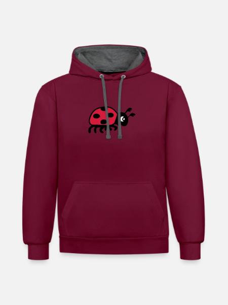 ladybug ladybird lady beetle - Contrast hoodie - burgundy/charcoal