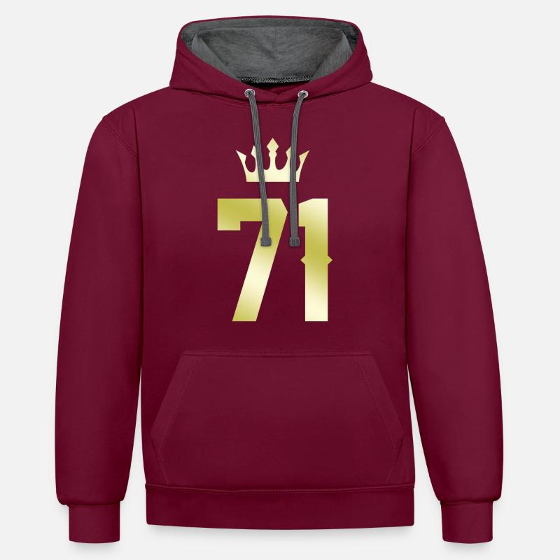 71 Couronne numérique - Sweat à capuche contrasté - bordeaux/anthracite