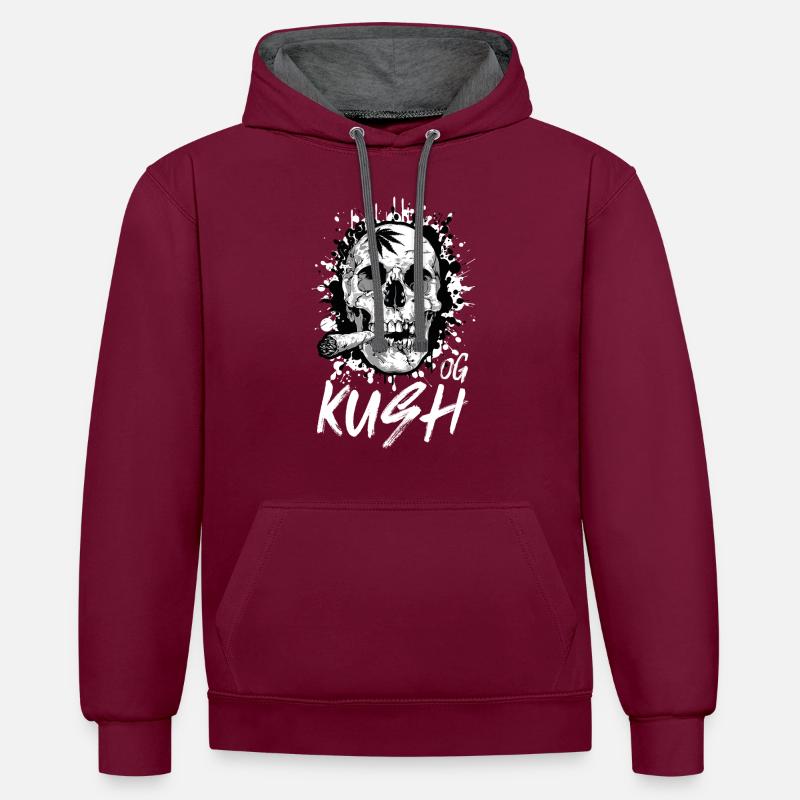 Skull OG Kush Cannabis - Sweat à capuche contrasté - bordeaux/anthracite