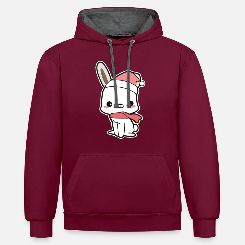 Lapin Noël - Sweat à capuche contrasté - bordeaux/anthracite