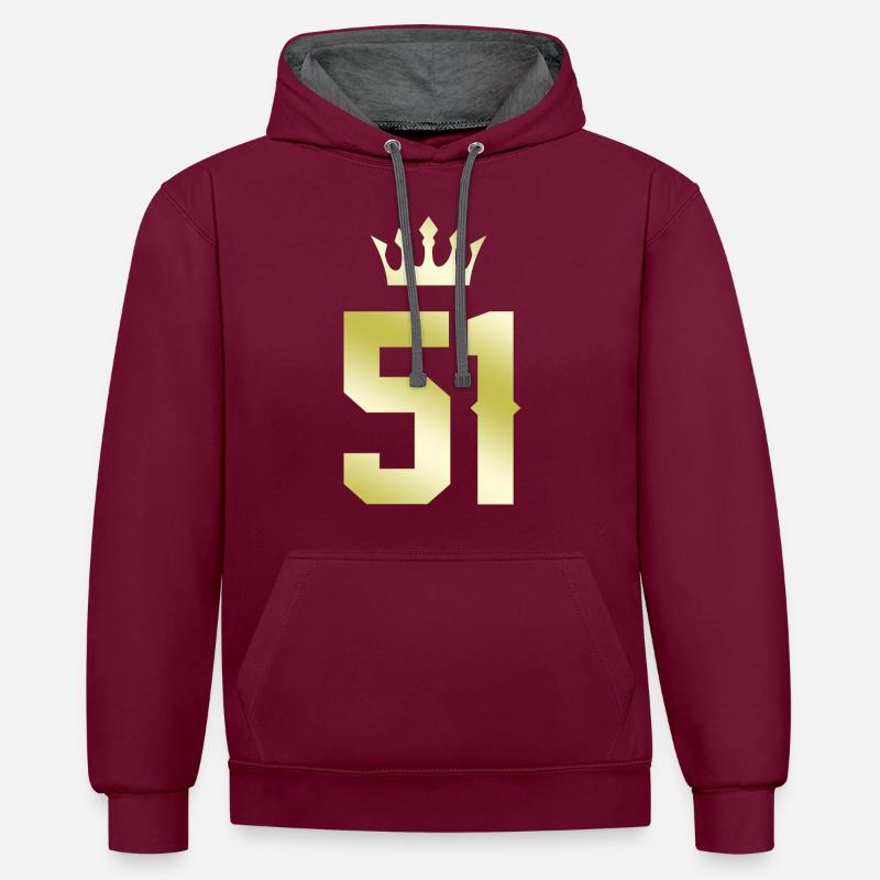 51 Nombre de couronnes - Sweat à capuche contrasté - bordeaux/anthracite