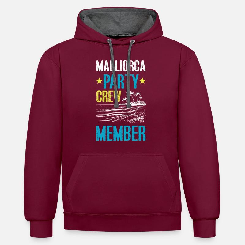 Majorque Party Crew - Sweat à capuche contrasté - bordeaux/anthracite