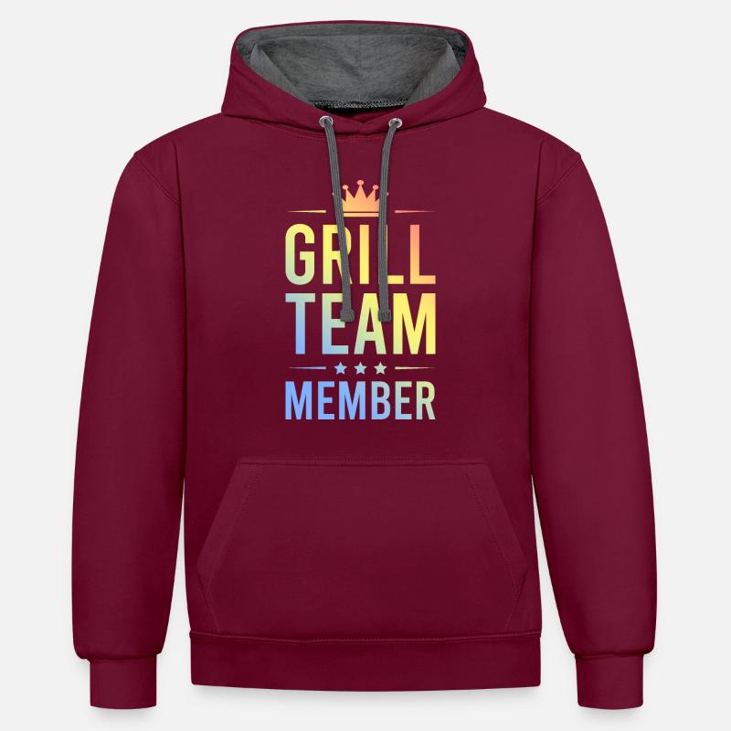 Grill Team Bunt - Sweat à capuche contrasté - bordeaux/anthracite