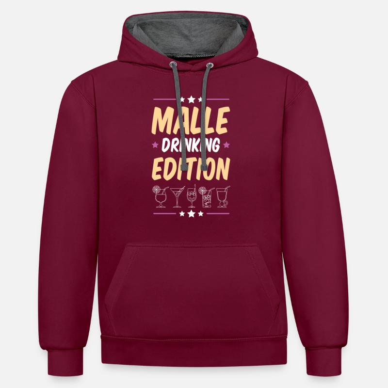 Malle Drinking Party - Sweat à capuche contrasté - bordeaux/anthracite